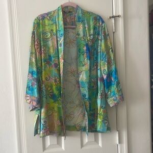 Colorful Floral Kimono Jacket NWOT